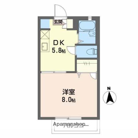 サンシャイン共栄(1DK/2階)の間取り写真