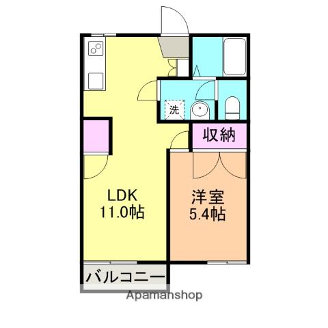 フレグランス野秋(1LDK/2階)の間取り写真