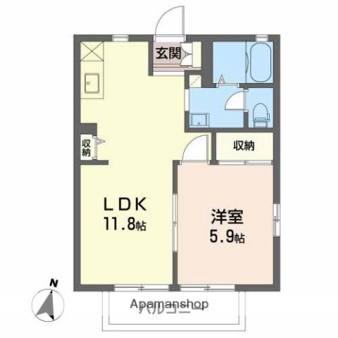 フォーデイズAB(1LDK/2階)の間取り写真