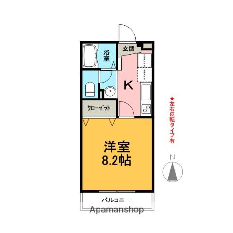 LEAF・GREEN(1K/1階)の間取り写真