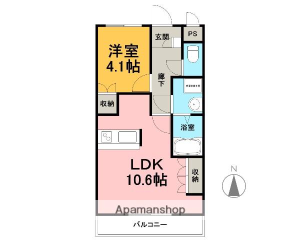 ヒールコート沢田(1LDK/3階)の間取り写真