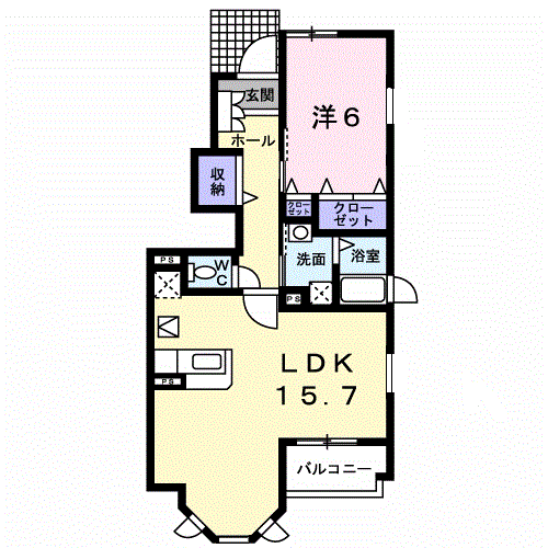 レジデンス光(1LDK/1階)の間取り写真