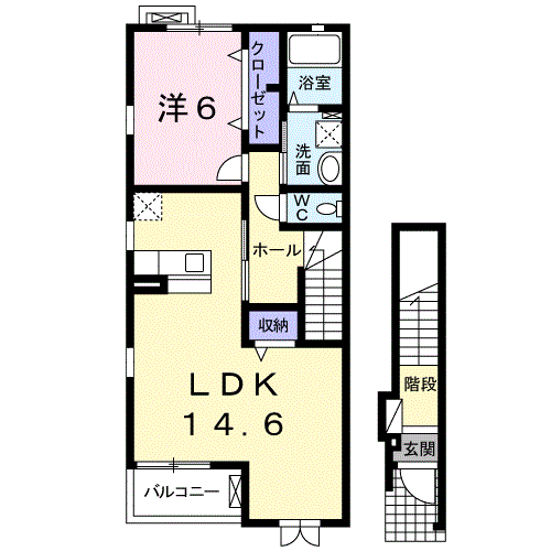 プラチナムアドレス(1LDK/2階)の間取り写真