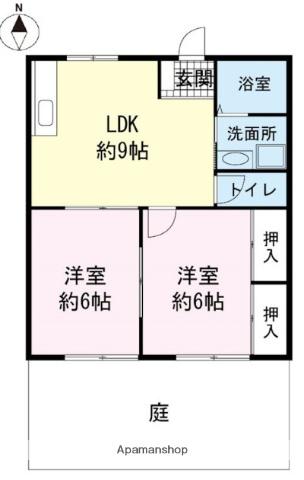 オーパンバルハイツ(2DK/1階)の間取り写真