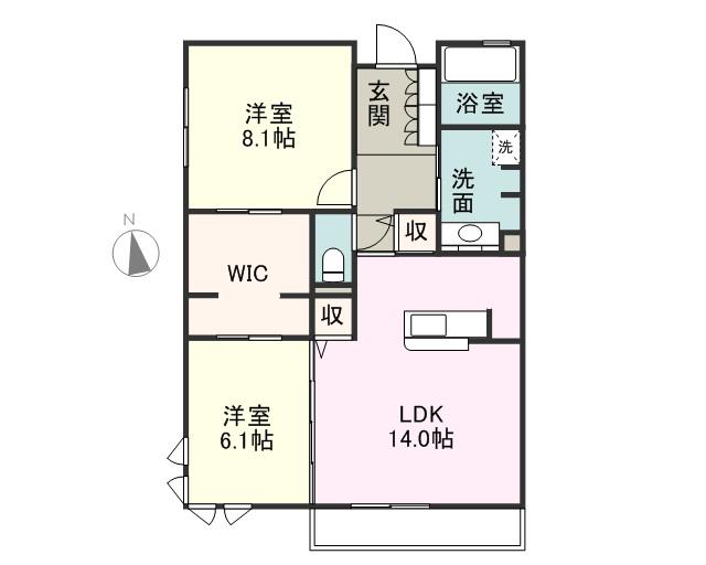 サンフローラ(2LDK/1階)の間取り写真