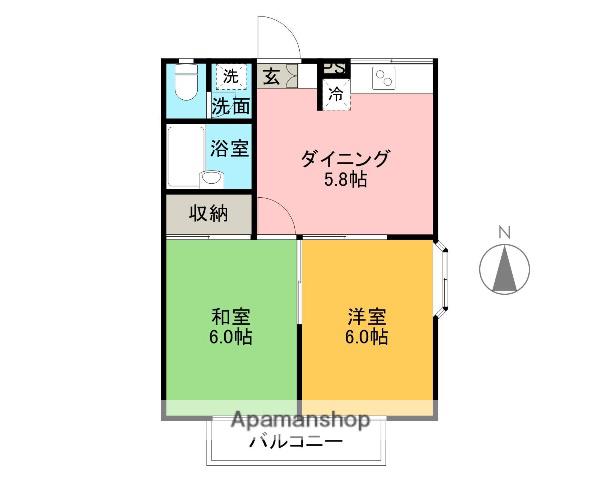 エステートピア(2DK/2階)の間取り写真