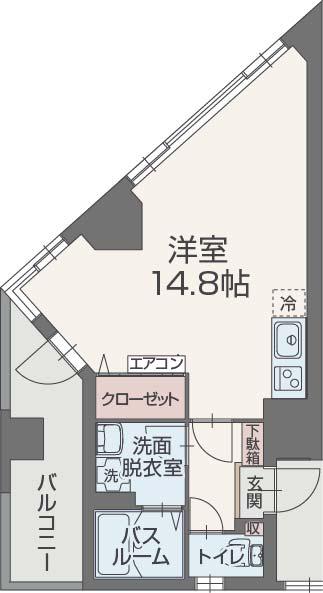 アマネ ウエスト(ワンルーム/2階)の間取り写真