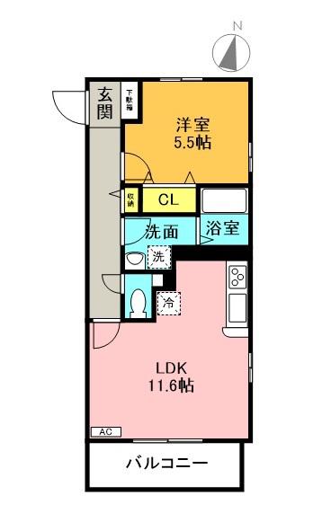 メルキオール(1LDK/3階)の間取り写真