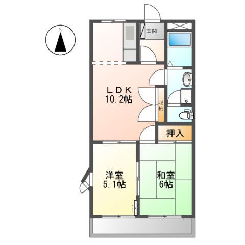 KS小野(2LDK/2階)の間取り写真