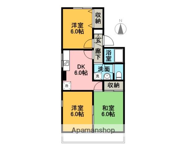 セジュール黄瀬川(3DK/2階)の間取り写真