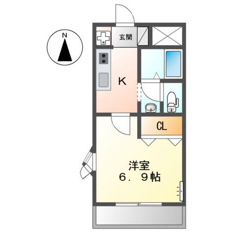 サニーコーストD(1K/2階)の間取り写真