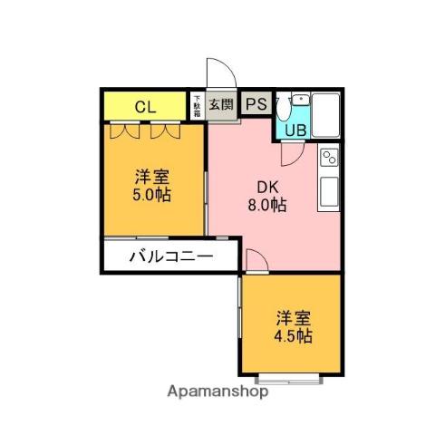 エルドラード香貫(2DK/3階)の間取り写真