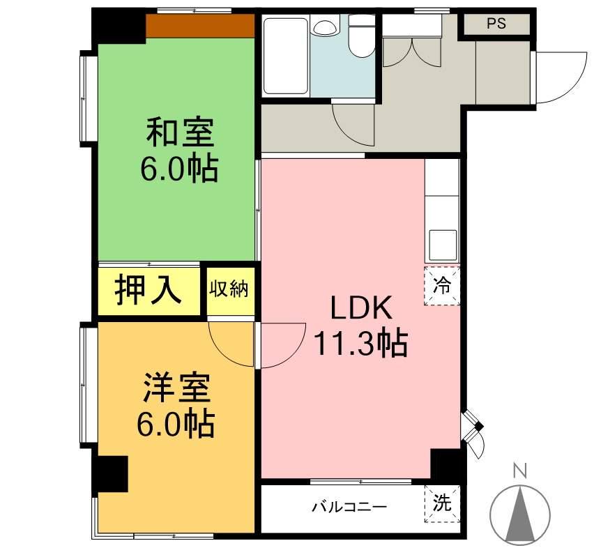 エルドラード香貫(2LDK/3階)の間取り写真