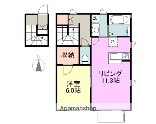 LA VALSE きせがわ(1LDK/2階)の間取り写真