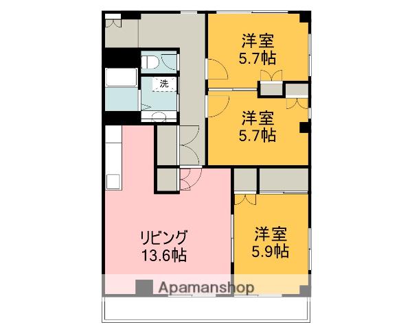 ワールド21(3LDK/6階)の間取り写真