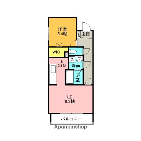 ヴィガラス平町(1LDK/5階)の間取り写真