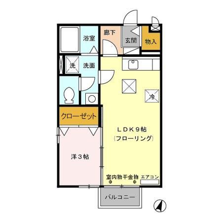 GREENFIELD(1LDK/1階)の間取り写真