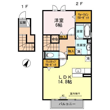 サニーコーストヒルズ(1LDK/2階)の間取り写真