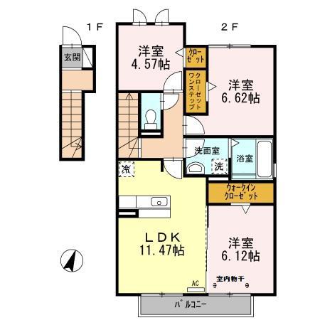 エスポワールYⅤ(3LDK/2階)の間取り写真