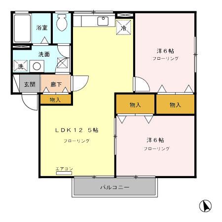 サンボナールA(2LDK/2階)の間取り写真