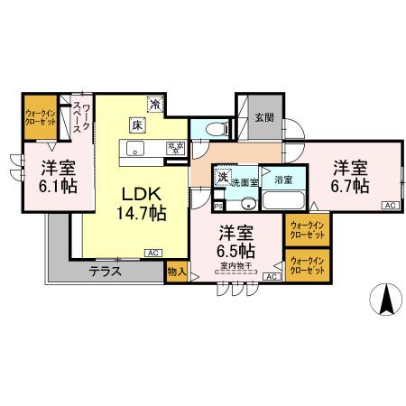 DーCRINUM白銀Ⅰ(3LDK/1階)の間取り写真