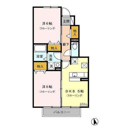 ローズコートSATO(2DK/1階)の間取り写真