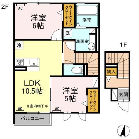 レガーロⅡ(2LDK/2階)の間取り写真