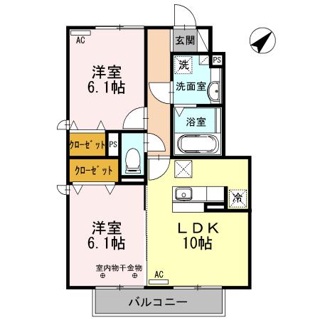 ロイヤルレジデンスA(2LDK/1階)の間取り写真