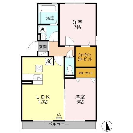 セジュールB(2LDK/1階)の間取り写真