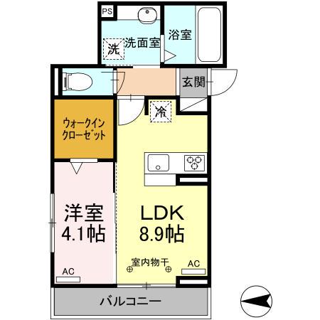 FLEURIR(1LDK/2階)の間取り写真