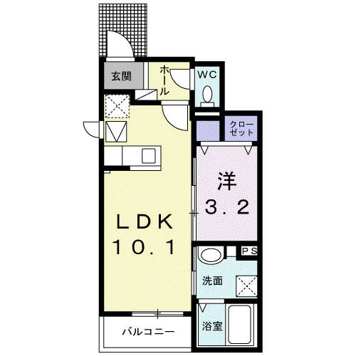 トイロアラヤ(1LDK/1階)の間取り写真