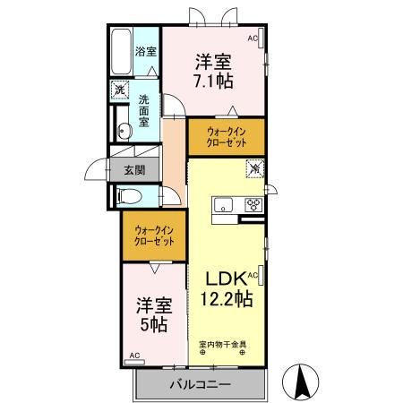 GRASS FIELDS SERENA IVグラスフィールズセ(2LDK/2階)の間取り写真