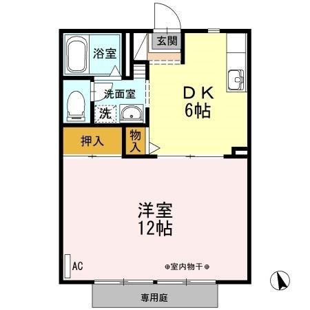 ヴァンテIII(1DK/1階)の間取り写真