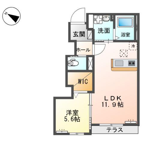 ムーンローズ香貫(1LDK/1階)の間取り写真