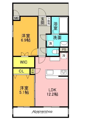 カーサフェリーチェ(2LDK/2階)の間取り写真