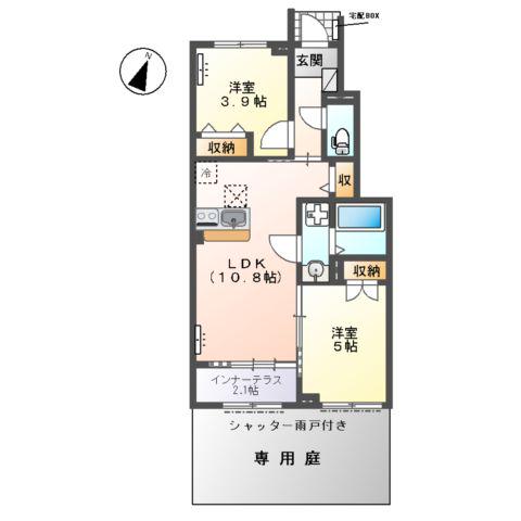 ソラーナ(2LDK/1階)の間取り写真