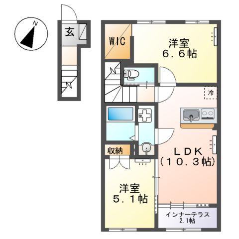 ソラーナ(2LDK/2階)の間取り写真