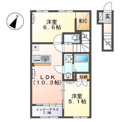 ソラーナ(2LDK/2階)の間取り写真