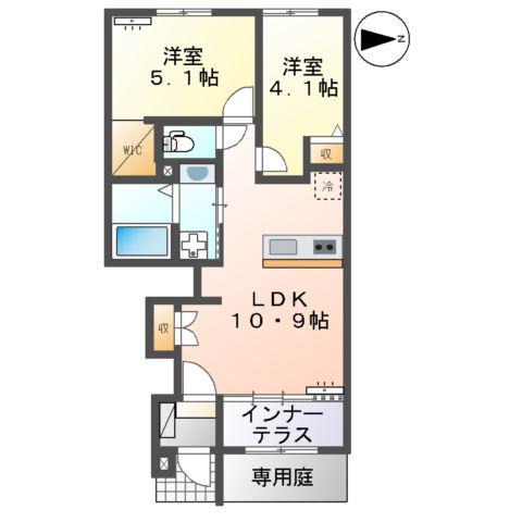 沼津市東椎路アパート(2LDK/1階)の間取り写真