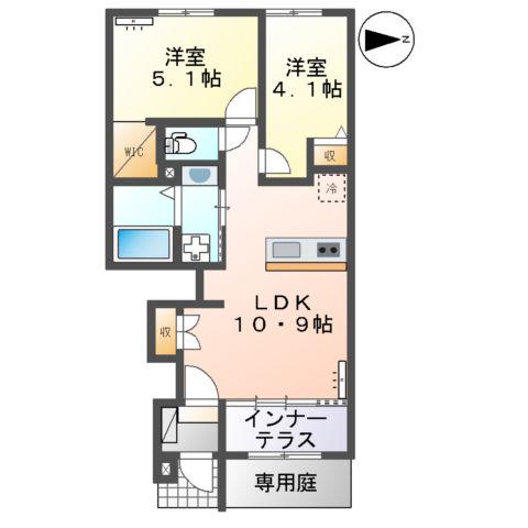 沼津市東椎路アパート(2LDK/1階)の間取り写真