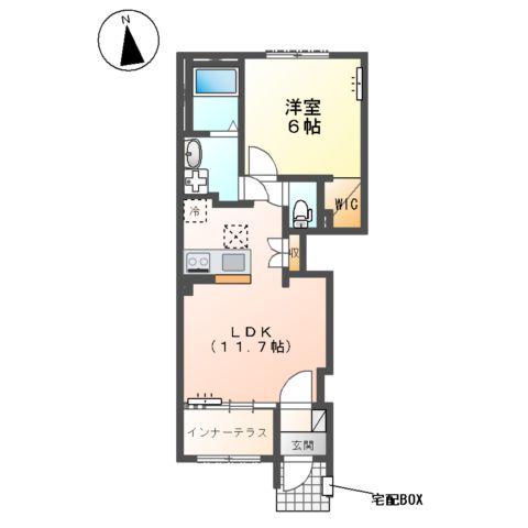 沼津市大岡アパート(1LDK/1階)の間取り写真