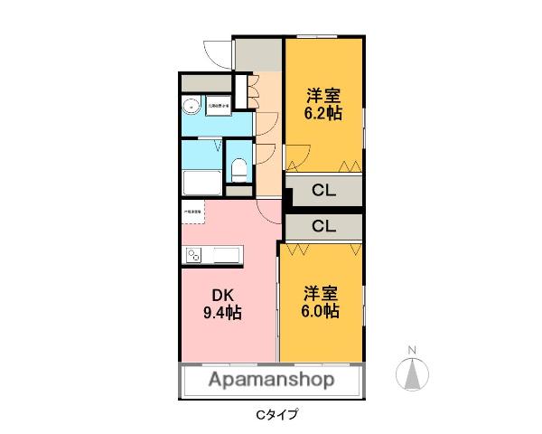 プラウドR(2DK/1階)の間取り写真