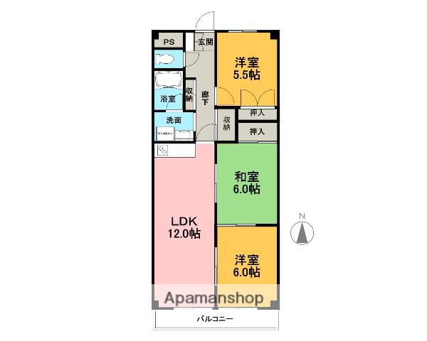 フェニックス殿岡(3LDK/2階)の間取り写真