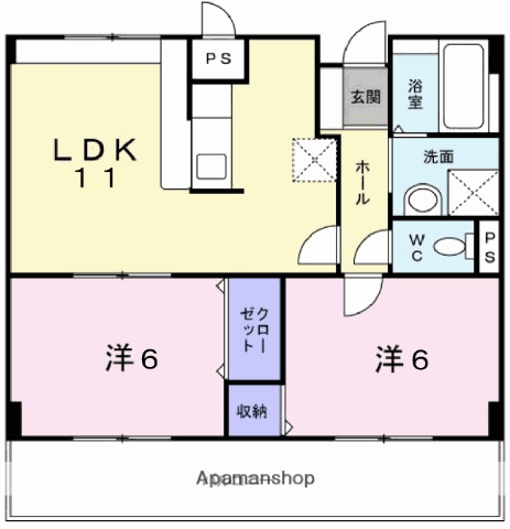 デーア・アビターレ(2DK/2階)の間取り写真