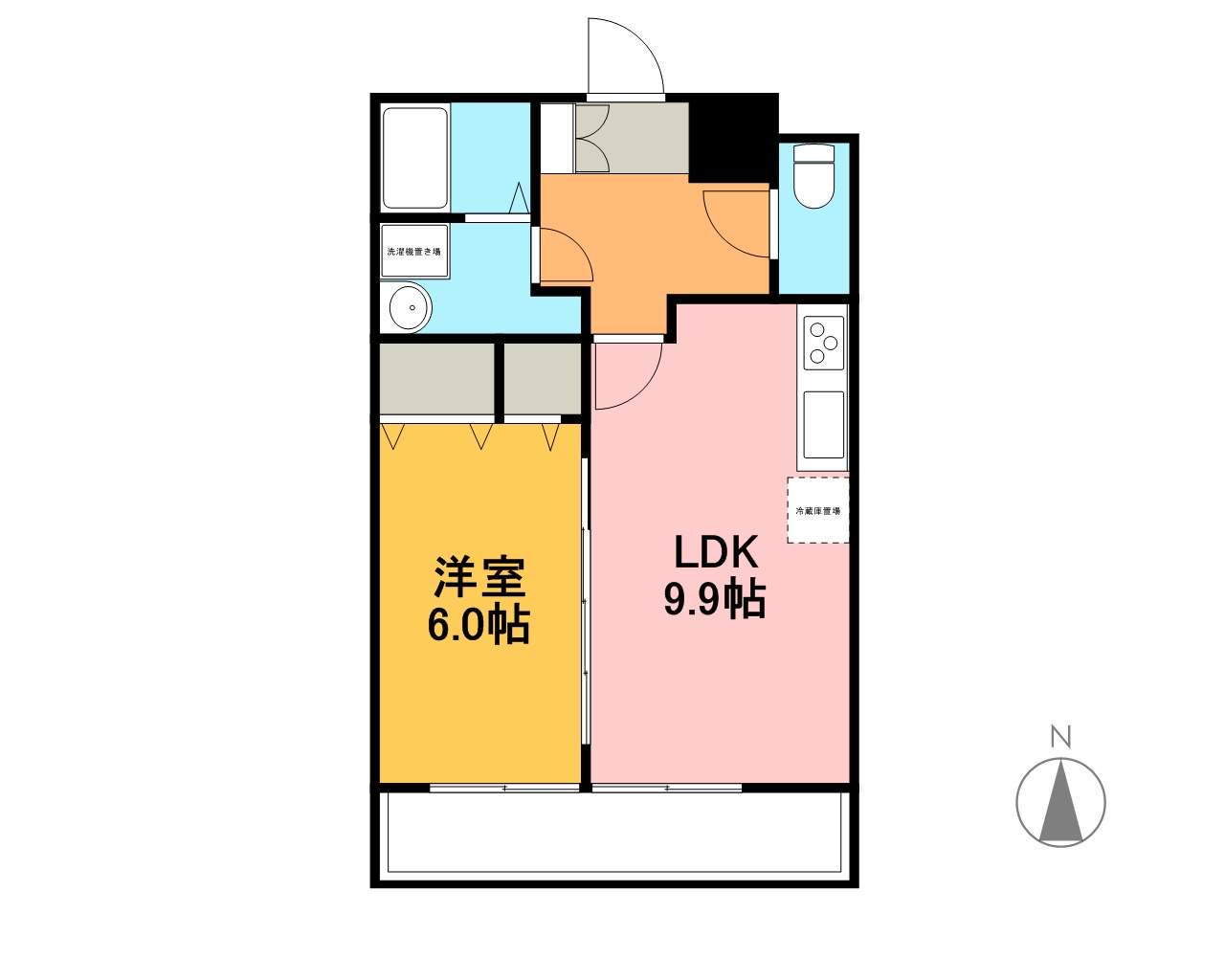 ルミエール若葉(1LDK/2階)の間取り写真