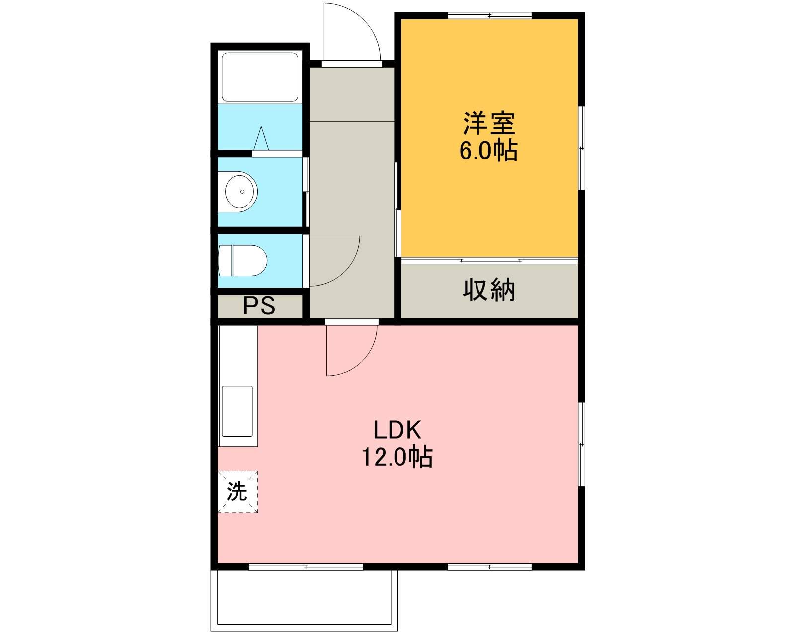 市川ビル(1LDK/2階)の間取り写真