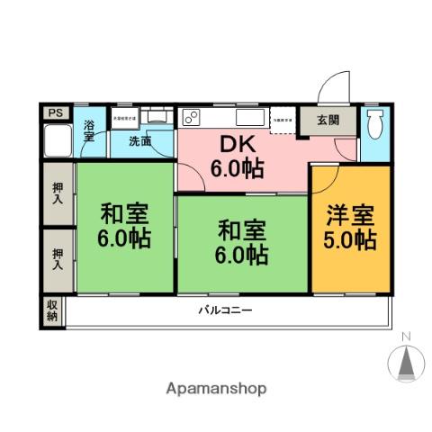 大嶽マンション(3DK/3階)の間取り写真