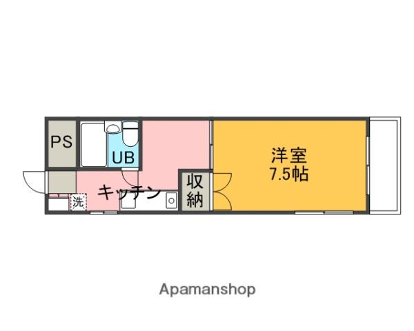 AIビル(1DK/5階)の間取り写真