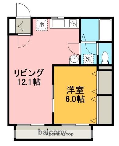 メゾンカワグチB(1LDK/2階)の間取り写真