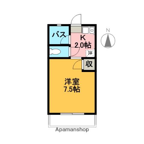 エバーグリーン(1K/1階)の間取り写真